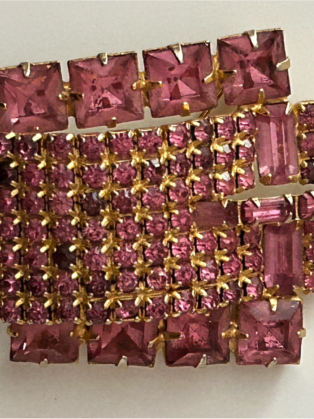 Pink Crystal Statement Brooch- Gold Setting vTG
